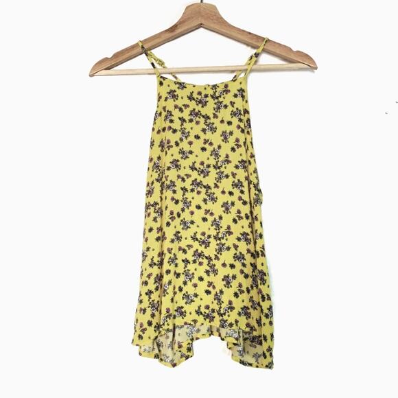 Ultra Flirt | Floral Crepe Sunny Yellow Tank Top - Picture 2 of 7
